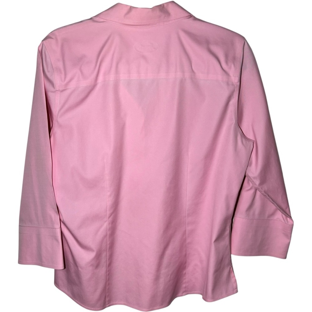 Foxcroft Women's Size 8 Button Down Collared Pink 3/4 Length Sleeves Paityn - Picture 2 of 6